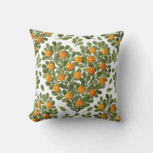 Heart Oranges: Green Branches Love. Throw Pillow