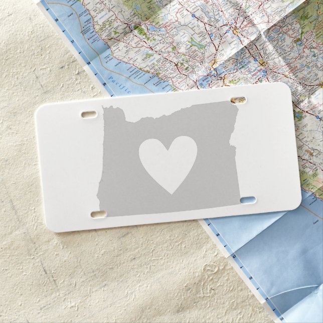 Heart Oregon state silhouette License Plate (In Situ)