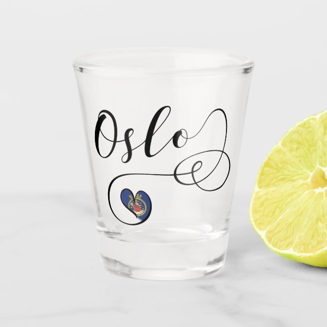 Heart Oslo, Norwegian  Shot Glass (Front)