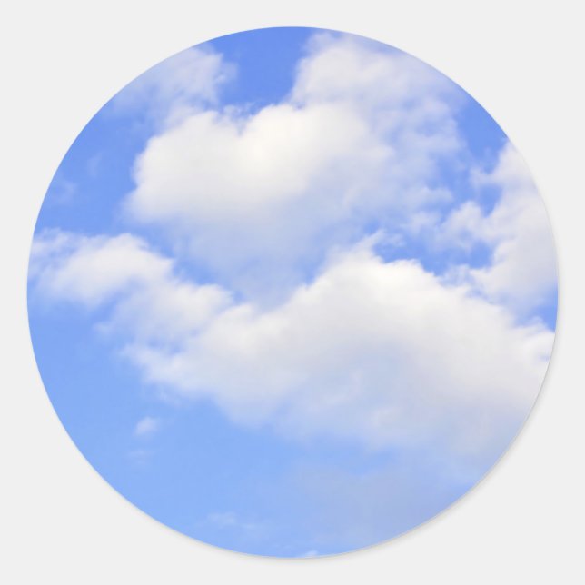 Heart out of Clouds Classic Round Sticker (Front)