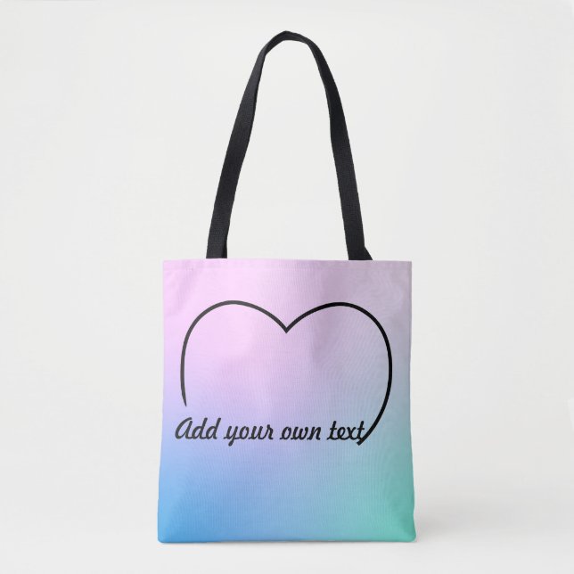 Heart outline and pastel colored tote bag (Front)