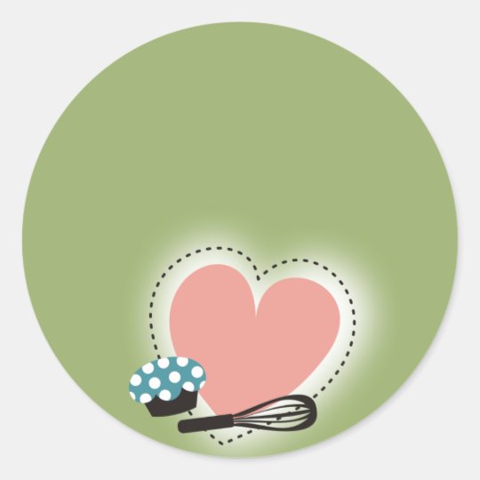 heart outline baking cupcake from the kitchen of s classic round sticker