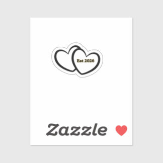 Heart outline Bride Groom Wedding  Sticker
