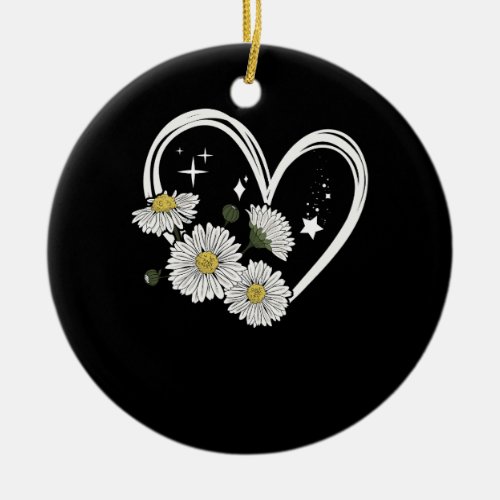 Heart Outline With Daisy Flowers Oopsie Daisy Girl Ceramic Ornament