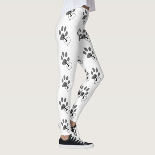 Heart over Paw and Key Pattern Leggings