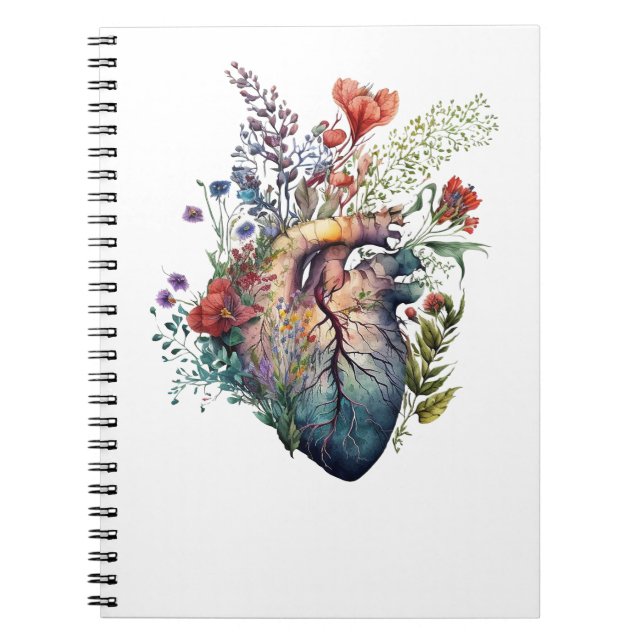 Heart overgrown with florals (cutout) - anatomy  notebook (Front)