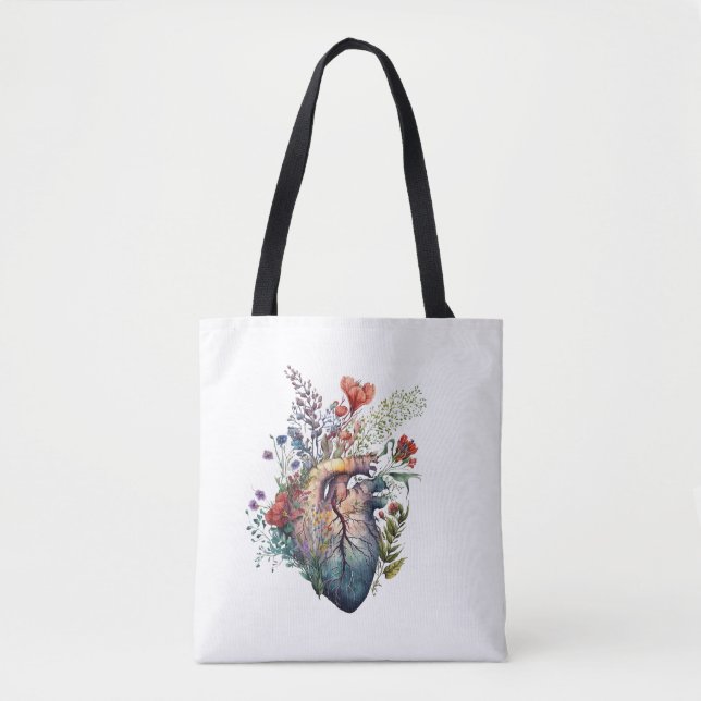 Heart overgrown with florals (cutout) - anatomy  tote bag (Front)