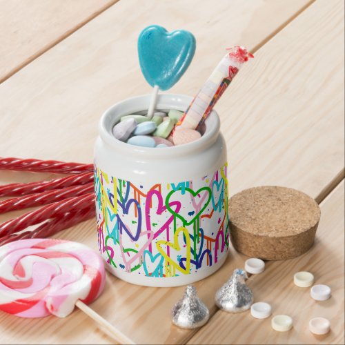 Heart painted graffiti pattern design candy jar