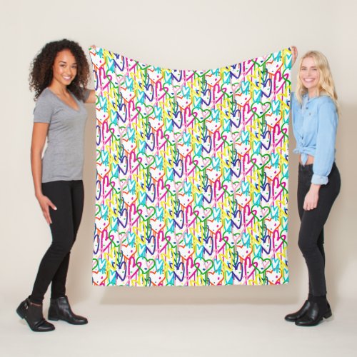 Heart painted graffiti pattern design fleece blanket