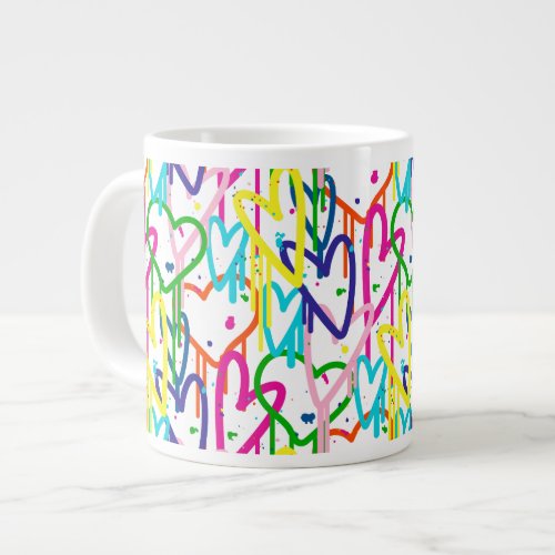 Heart painted graffiti pattern design giant coffee mug