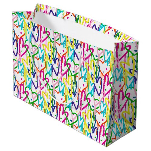 Heart painted graffiti pattern design large gift bag