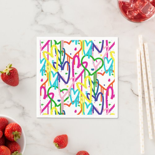 Heart painted graffiti pattern design napkins