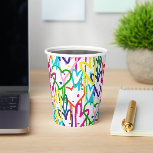 Heart painted graffiti pattern design paper cups