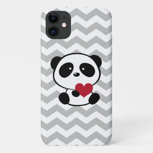 Heart Panda Love Chevron Pattern iPhone 11 Case