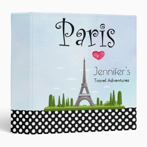 Heart Paris with Eiffel Tower Custom Binder