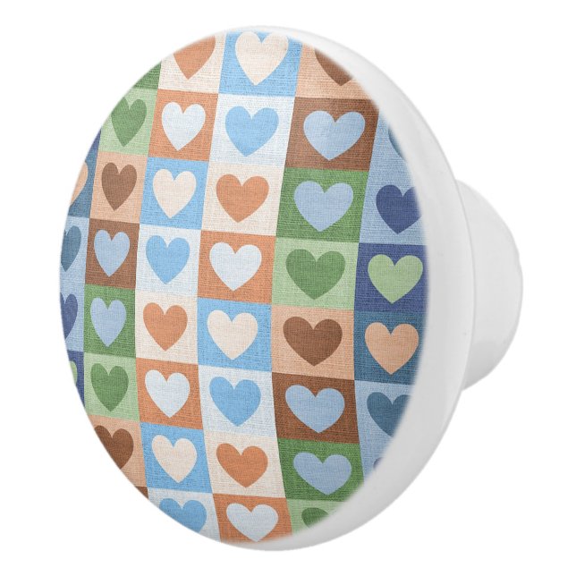 Heart Patchwork Ceramic Knob (Right)