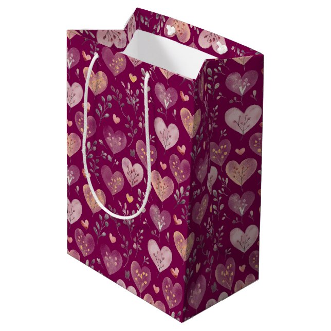 heart pattern 2 medium gift bag (Back Angled)