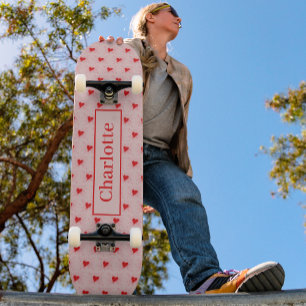 Heart Pattern Add Name Skateboard