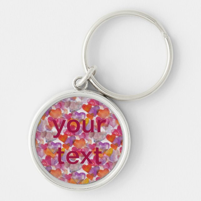 HEART Pattern ART 4 + your text Keychain (Front)