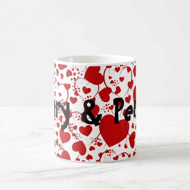 HEART Pattern ART 5 + your text Coffee Mug (Center)