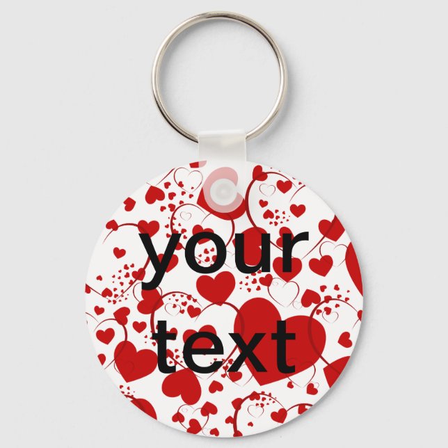 HEART Pattern ART 5 + your text Keychain (Front)