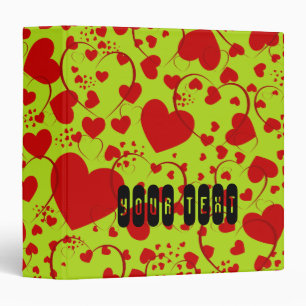 HEART Pattern ART 5 + your text lightgreen 3 Ring Binder