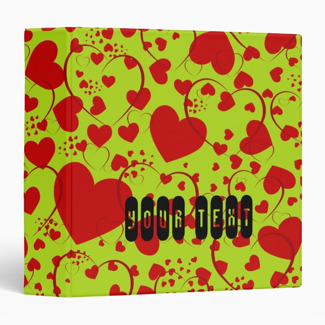 HEART Pattern ART 5 + your text | lightgreen 3 Ring Binder (Front/Spine)