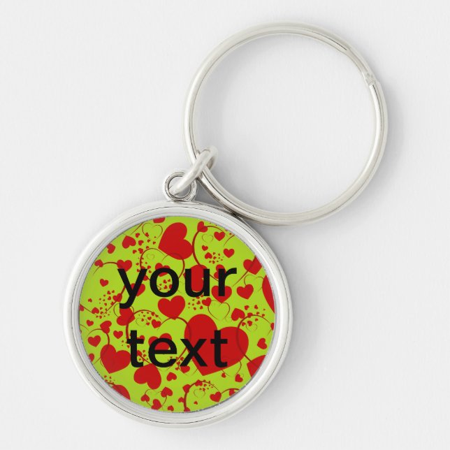 HEART Pattern ART 5 + your text | lightgreen Keychain (Front)