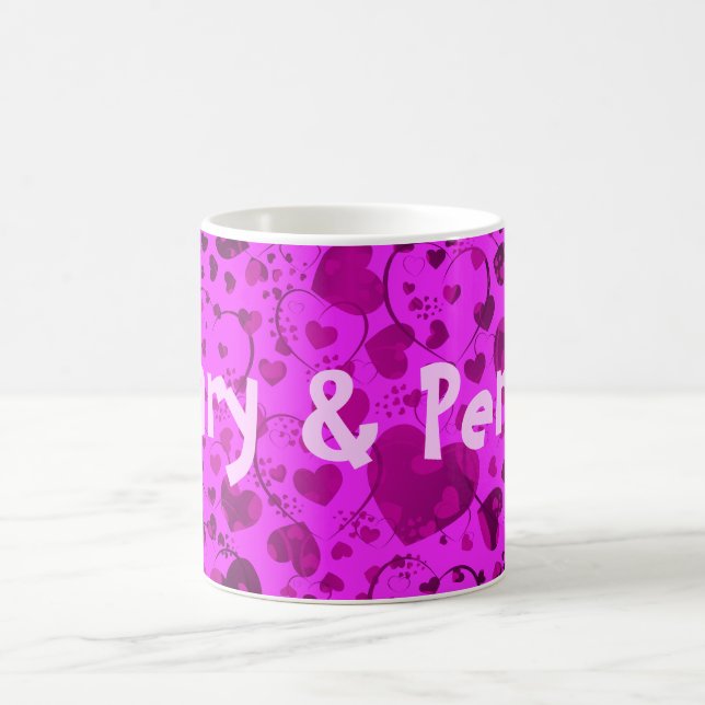 HEART Pattern ART 6 + your text | pink Coffee Mug (Center)