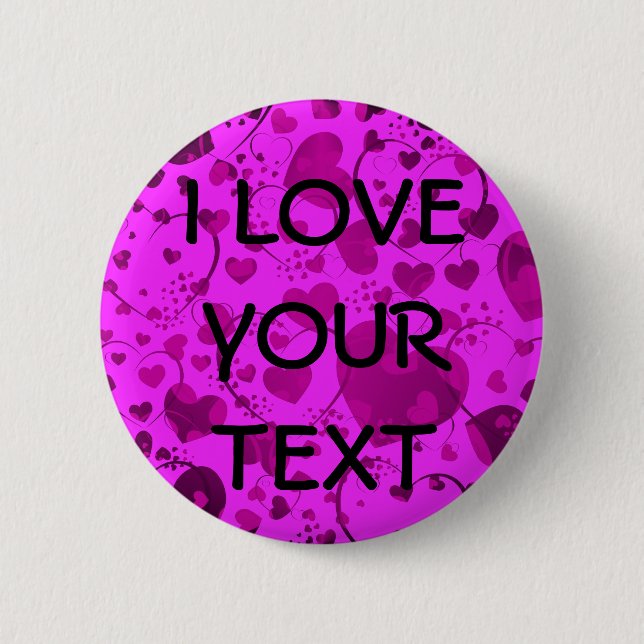 HEART Pattern ART 6 + your text | pink Pinback Button (Front)