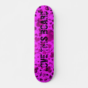 HEART Pattern ART 6 + your text   pink Skateboard Deck