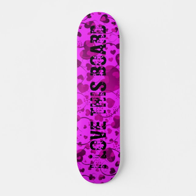 HEART Pattern ART 6 + your text | pink Skateboard Deck (Front)