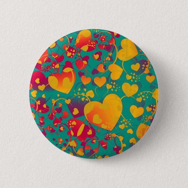 HEART pattern ART 9 Pinback Button (Front)