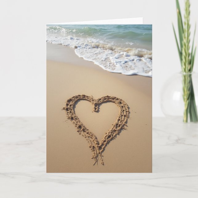 Heart Pattern Beach Scene Card (Front)