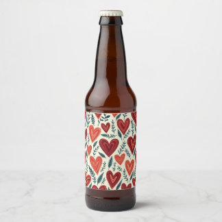 heart pattern beer bottle. bottle label