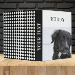 Heart Pattern Black and White Pet Dog Photo Album 3 Ring Binder<br><div class="desc">Heart Pattern Black and White Pet Dog Photo Album Binder. The binder has a photo of a pet, pet`s name and a heart pattern in black and white on the back side. Personalize with your dog or any other pet photo and your dog or pet name and change or erase...</div>