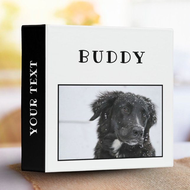 Heart Pattern Black and White Pet Dog Photo Album 3 Ring Binder (Creator Uploaded)