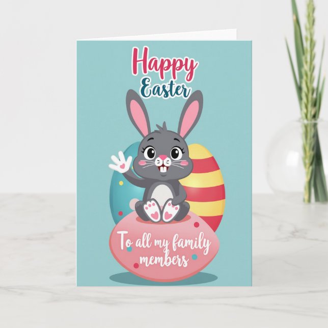 Heart Pattern Bunny Friend Card (Front)