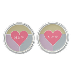 Heart Pattern custom monogram cufflinks