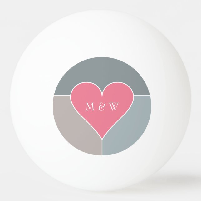 Heart Pattern custom monogram & date balls (Front)