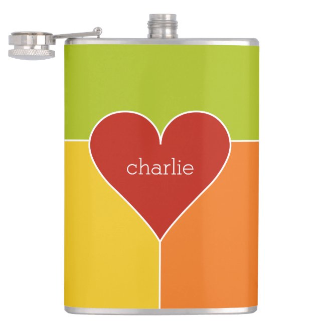 Heart Pattern custom monogram flask (Opened)