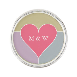 Heart Pattern custom monogram lapel pin
