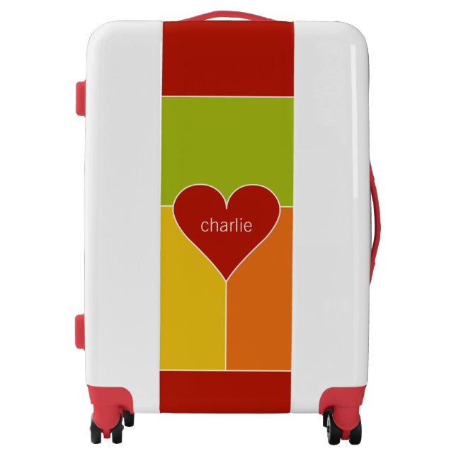 Heart Pattern custom monogram luggage (Front)