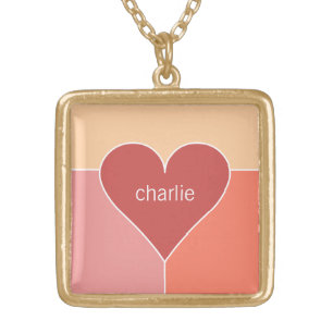 Heart Pattern custom monogram necklace