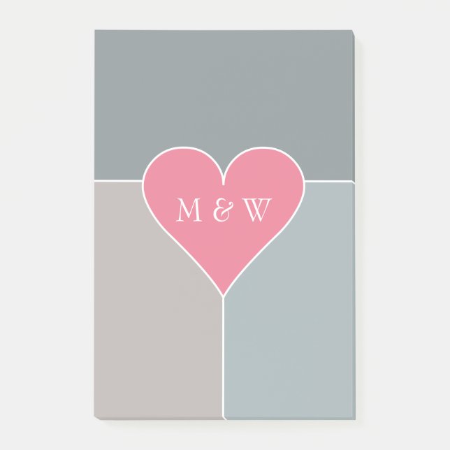 Heart Pattern custom monogram notes (Front)