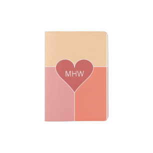 Heart Pattern custom monogram passport cover
