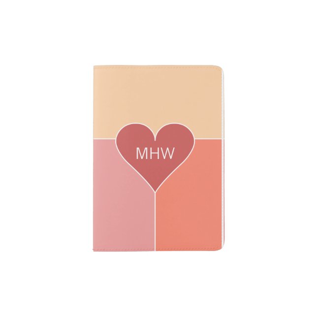 Heart Pattern custom monogram passport cover (Front)