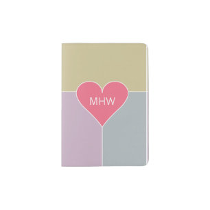 Heart Pattern custom monogram passport cover