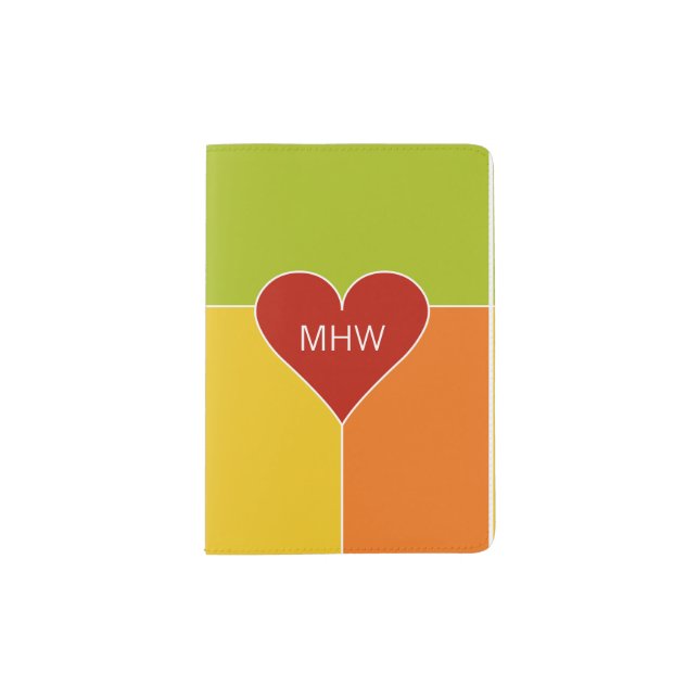Heart Pattern custom monogram passport cover (Front)