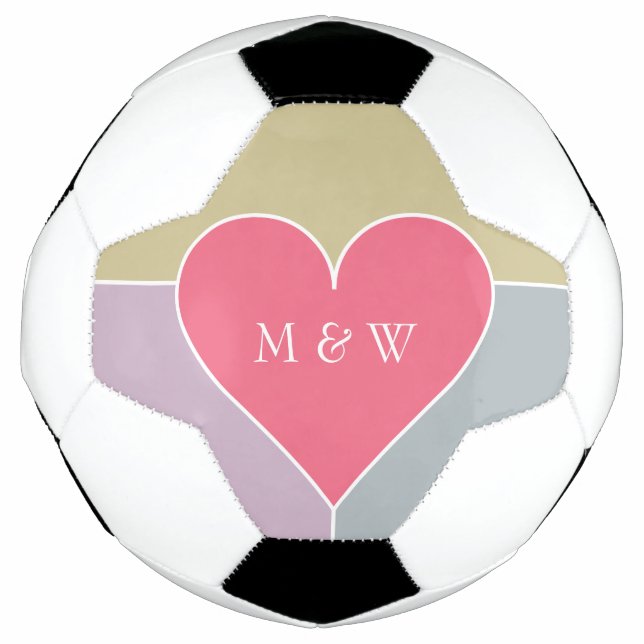 Heart Pattern custom monogram soccer ball (Front)